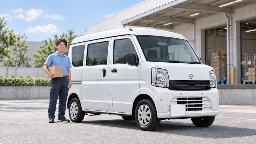 日産クリッパーバンと日本人男性ドライバーのイメージ