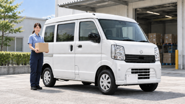 日産クリッパーバンと日本人女性ドライバーのイメージ